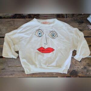 THE ANIMALS CONVERSATION Kids SZ 3 VGUC WHITE w/ FACE print loose fit sweatshirt